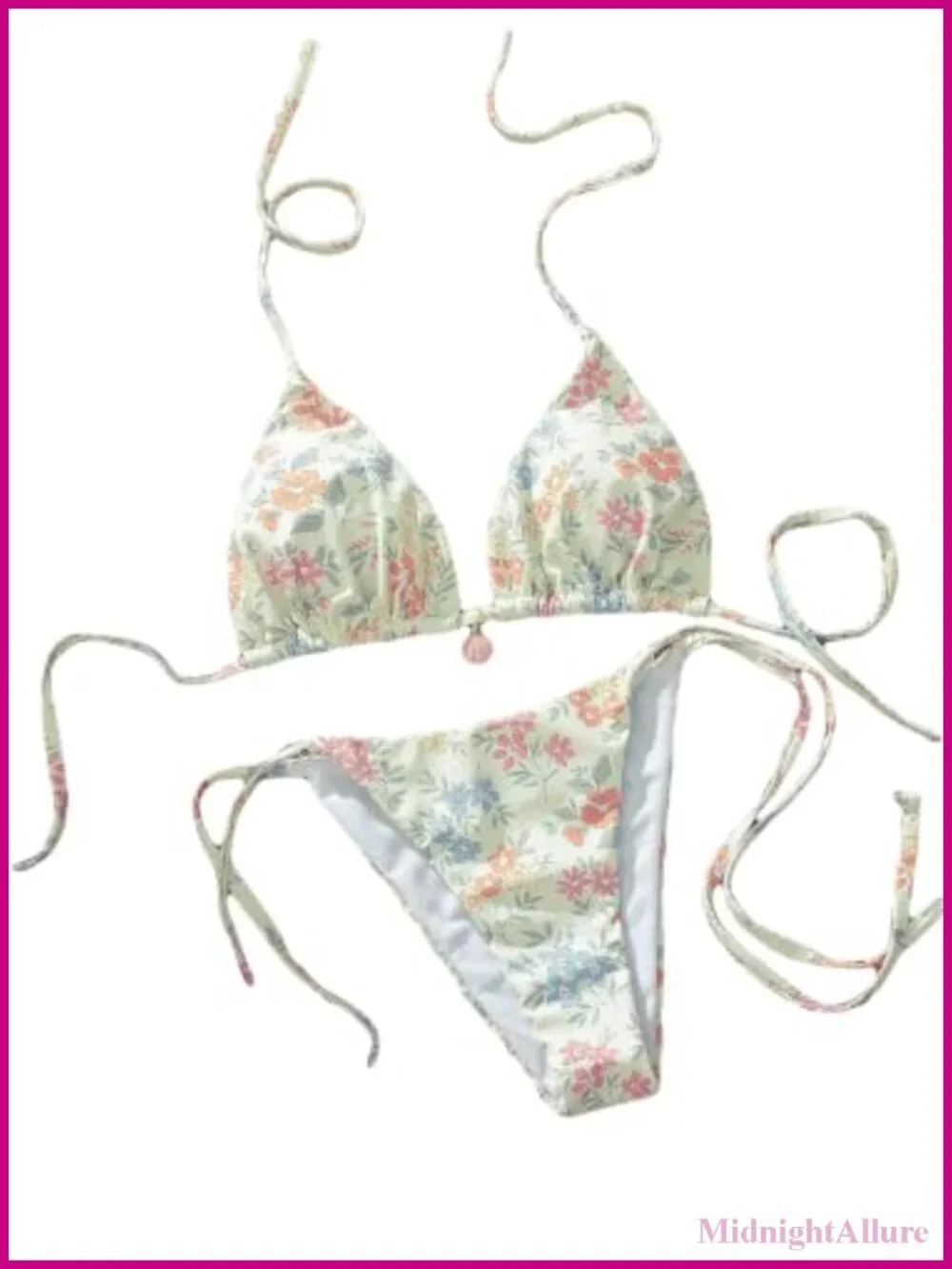 Women's Floral Bikini Set Halter High Waist Tie Back Swimwear